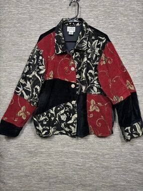 Tantrums Collection Jacket Womens XL Multicolor Floral Velvet Patchwork Lined